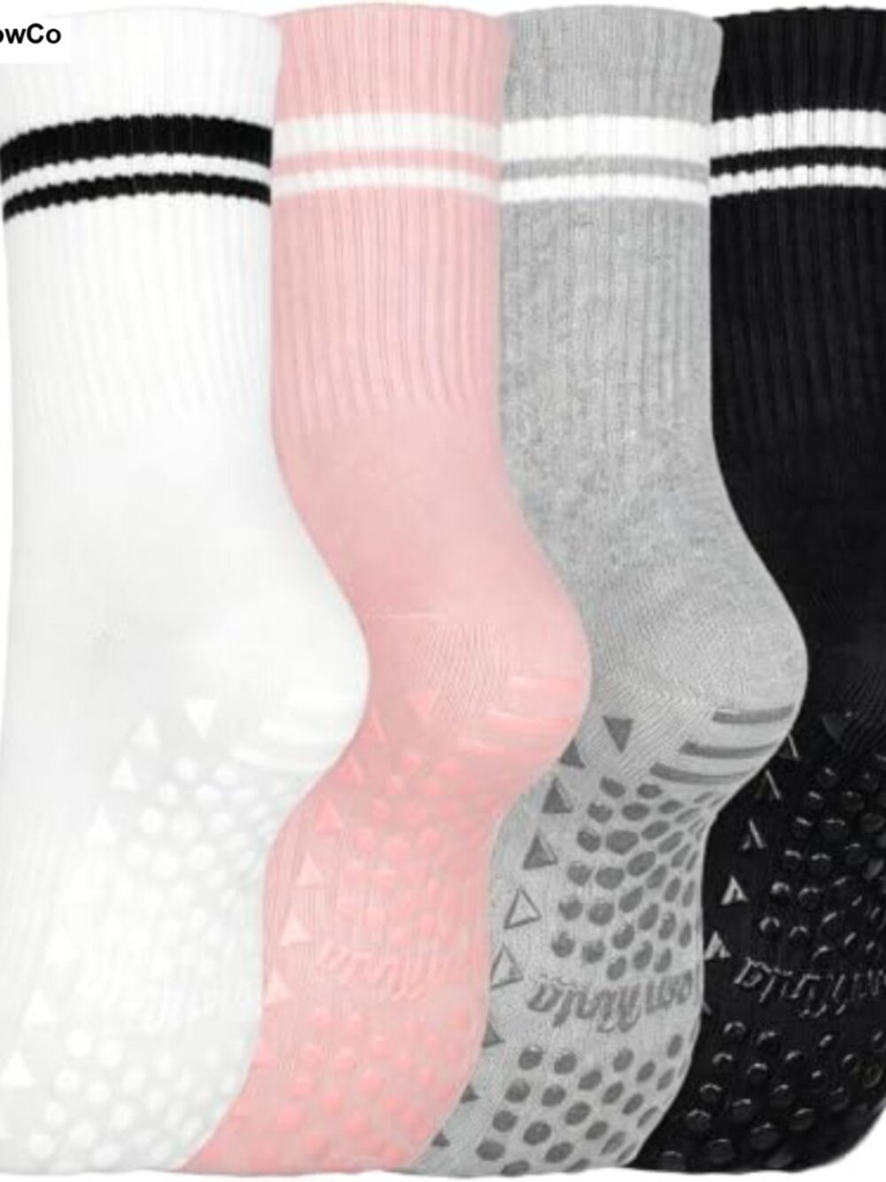 Pilates Socks for Women Sticky Yoga Grips Non-Slip Size 5-11 4 Pairs